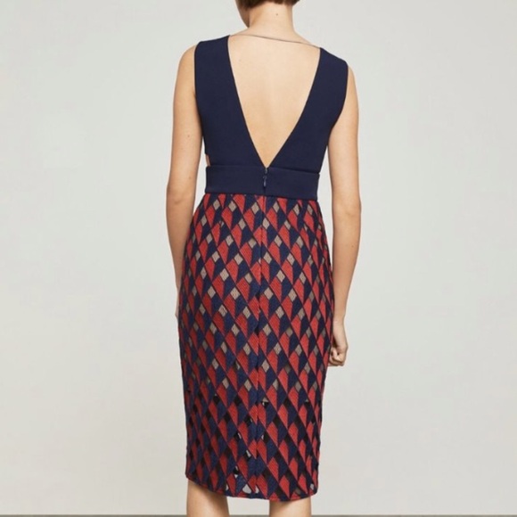 BCBGMaxAzria Rosalina Size 10 Dress Navy Blue Red dress Womens NWT BCBG - Picture 3 of 16